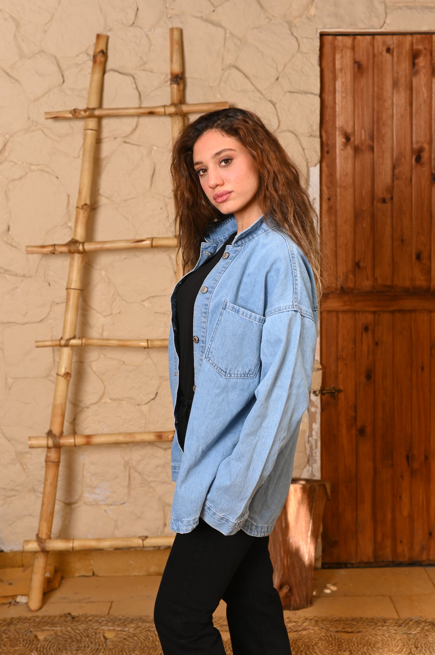 Long jacket Denim jeans blue