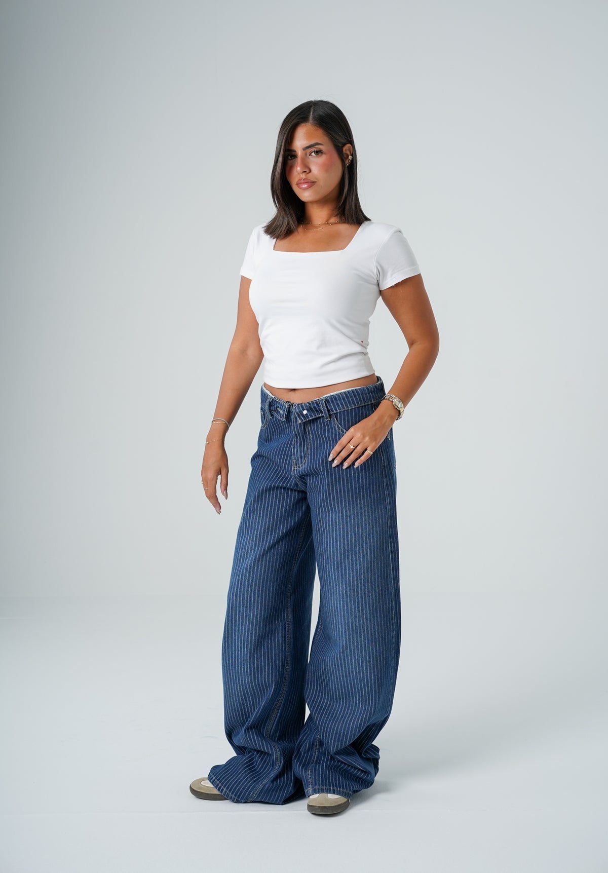 Striped jeans Dark blue