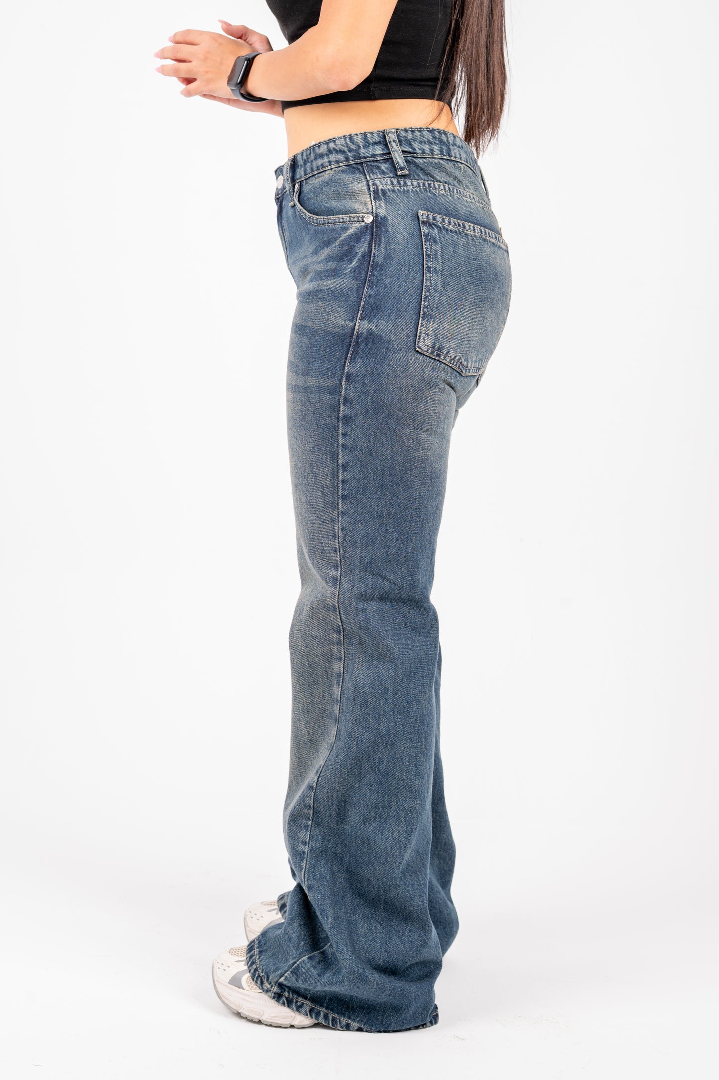 Flare cotton jeans navy washed