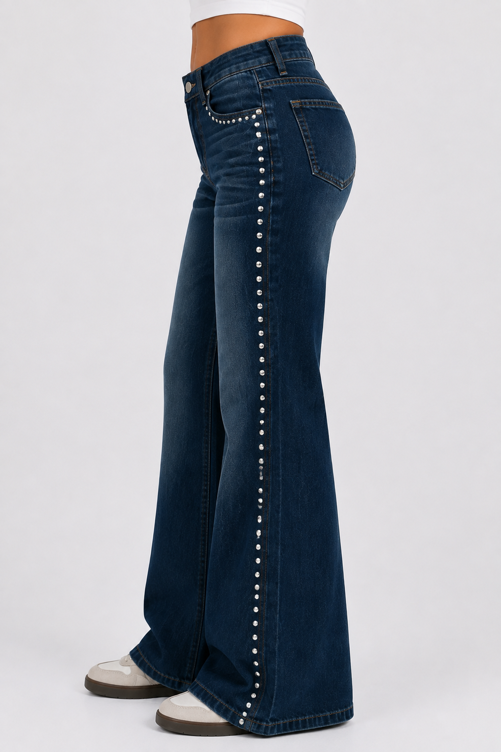 Side studded flare Dark blue