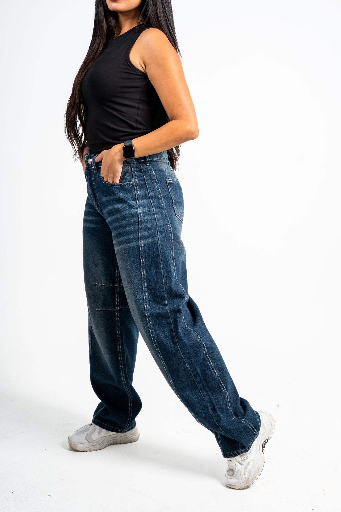 Balloon jeans navy washed